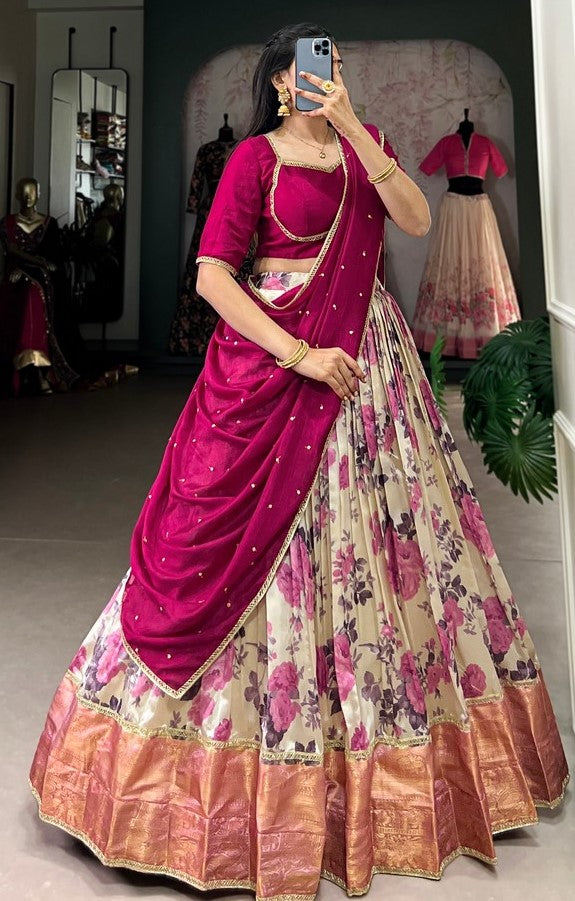 Amazing Pink Color Silk Fabric Designer Lehenga