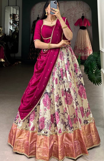 Amazing Pink Color Silk Fabric Designer Lehenga