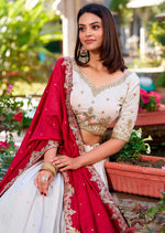 Amazing White Color Vichitra Fabric Designer Lehenga