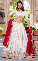 Amazing White Color Vichitra Fabric Designer Lehenga