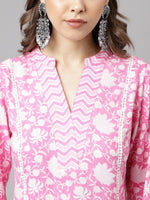 Lovely Pink Color Cotton Fabric Designer Kurti