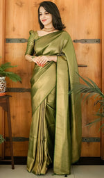 Grand Green Color Silk Fabric Casual Saree