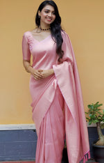 Grand Pink Color Silk Fabric Casual Saree