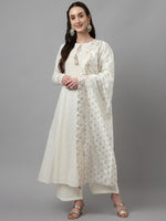 Dazzling White Color Cotton Fabric Designer Suit