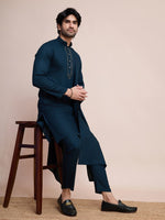 Beauteous Teal Color Viscose Fabric Kurta Pajama