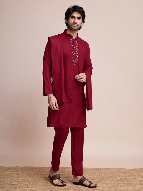 Beauteous Maroon Color Viscose Fabric Kurta Pajama