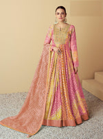 Tasteful Multi Color Muslin Fabric Gown