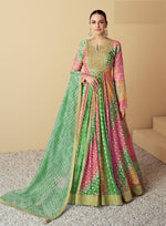 Tasteful Multi Color Muslin Fabric Gown