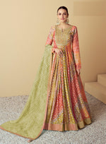 Tasteful Multi Color Muslin Fabric Gown