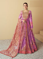 Tasteful Multi Color Muslin Fabric Gown