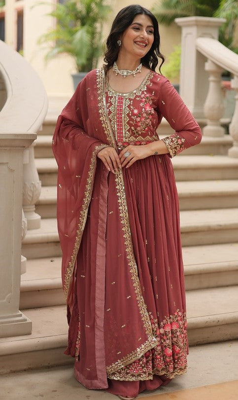 Beauteous Maroon Color Georgette Fabric Sharara Suit