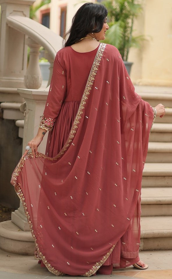 Beauteous Maroon Color Georgette Fabric Sharara Suit