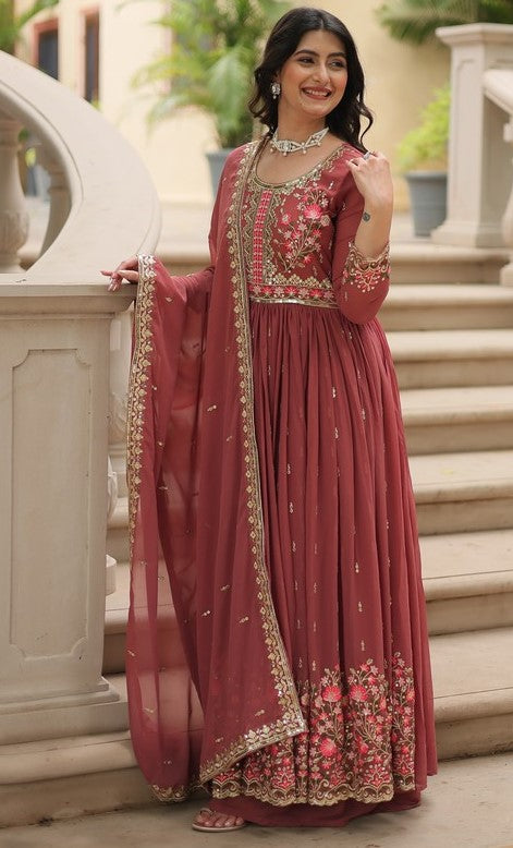 Beauteous Maroon Color Georgette Fabric Sharara Suit