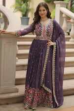 Beauteous Purple Color Georgette Fabric Sharara Suit