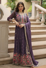 Beauteous Purple Color Georgette Fabric Sharara Suit