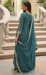 Beauteous Teal Color Georgette Fabric Sharara Suit