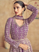 Tasteful Purple Color Georgette Fabric Gown