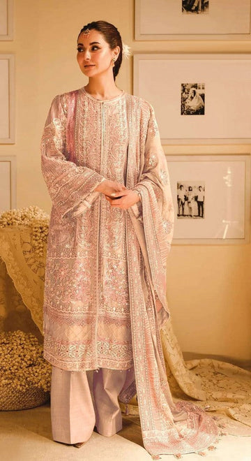 Tasteful Beige Color Georgette Fabric Partywear Suit