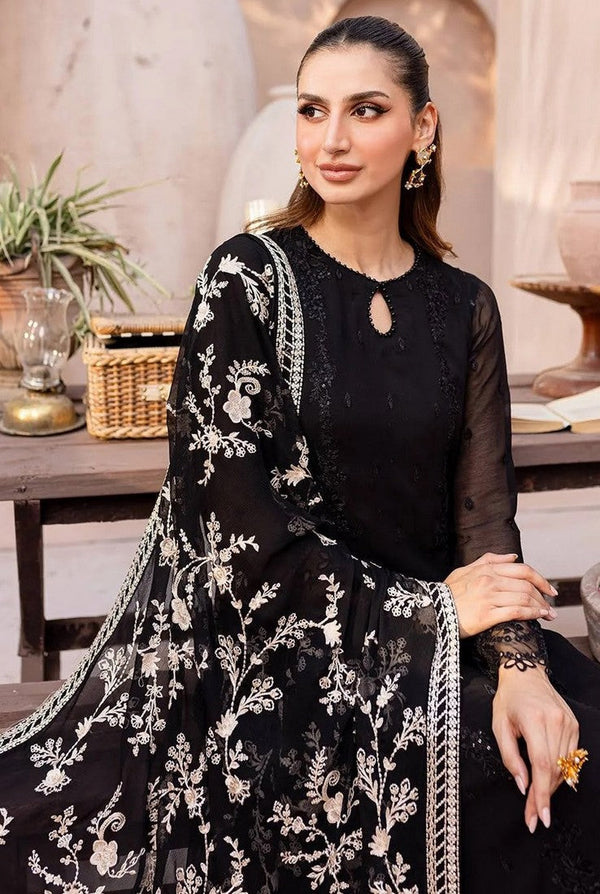 Ideal Black Color Georgette Fabric Partywear Suit