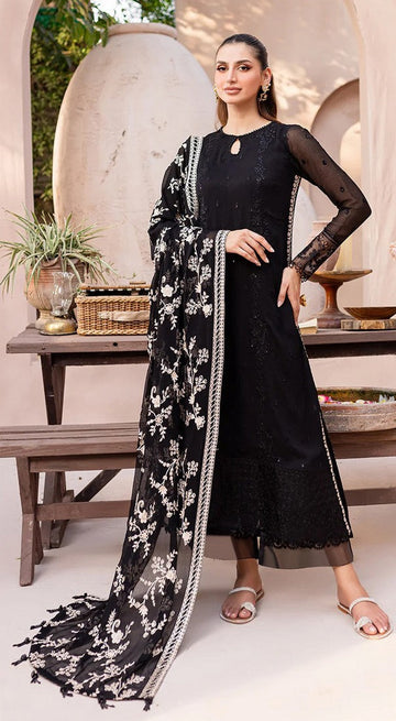 Ideal Black Color Georgette Fabric Partywear Suit