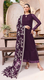 Ideal Voilet Color Georgette Fabric Partywear Suit