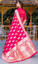 Beauteous Pink Color Banarasi Fabric Partywear Saree