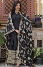 Striking Black Color Georgette Fabric Gown with Dupatta