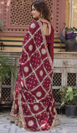 Striking Maroon Color Georgette Fabric Gown with Dupatta