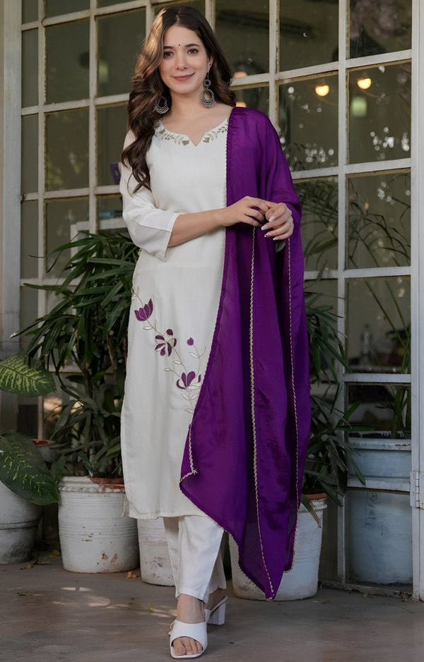 Dazzling White Color Rayon Fabric Designer Suit