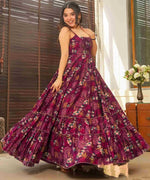 Striking Wine Color Rayon Fabric Gown