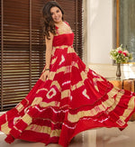 Striking Red Color Rayon Fabric Gown