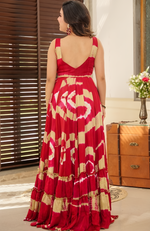 Striking Red Color Rayon Fabric Gown