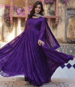 Striking Purple Color Georgette Fabric Gown