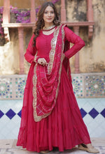 Striking Pink Color Georgette Fabric Gown