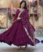 Striking Wine Color Georgette Fabric Gown