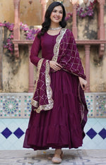 Striking Wine Color Georgette Fabric Gown