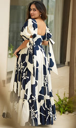 Amazing Cream Color Rayon Fabric Gown