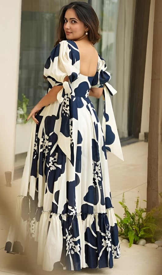 Amazing Cream Color Rayon Fabric Gown