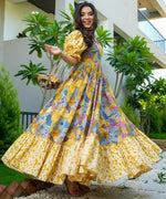 Amazing Multi Color Rayon Fabric Gown