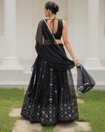 Dazzling Black Color Georgette Fabric Party Wear Lehenga