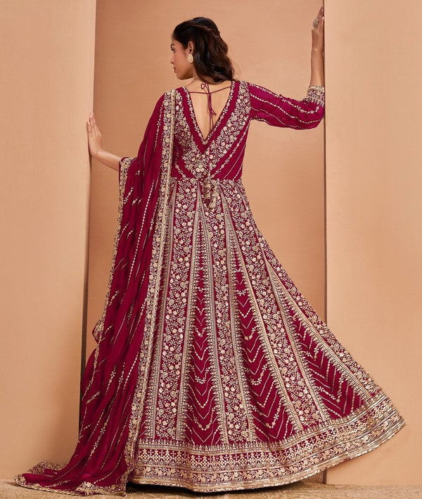 Tasteful Pink Color Georgette Fabric Gown