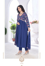 Divine Blue Color Georgette Fabric Designer Suit