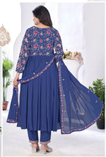 Divine Blue Color Georgette Fabric Designer Suit