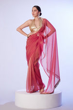 Ideal Pink Color Chinon Fabric Designer Saree