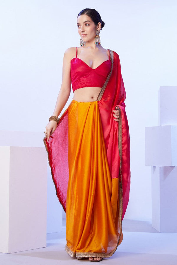 Ideal Multi Color Chinon Fabric Designer Saree