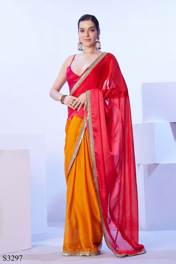 Ideal Multi Color Chinon Fabric Designer Saree