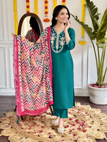 Amazing Turquoise Color Viscose Fabric Designer Suit