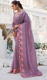 Ideal Purple Color Crush Fabric Designer Saree