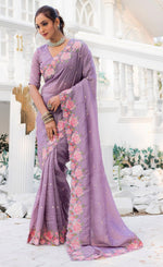 Ideal Purple Color Crush Fabric Designer Saree