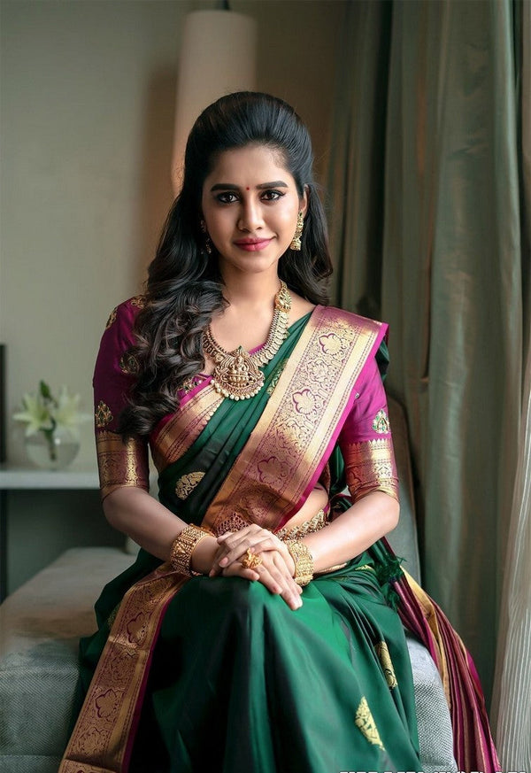 Amazing Green Color Silk Fabric Designer Saree